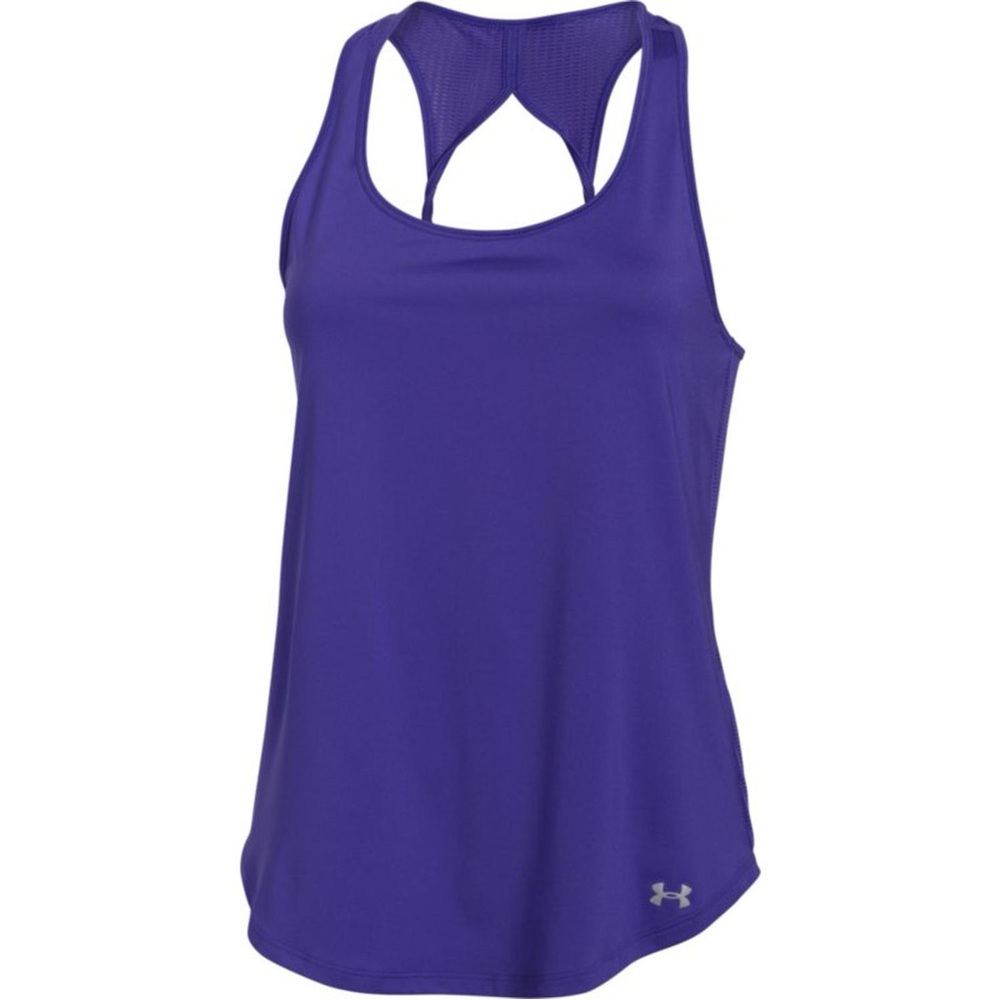 Under Armour Fly By Performance Twist Racerback Sleeveless Mesh Purple Tank Top